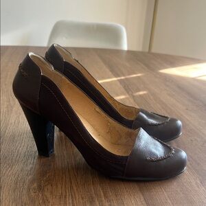 Elegant Brown Leather Women's Heels